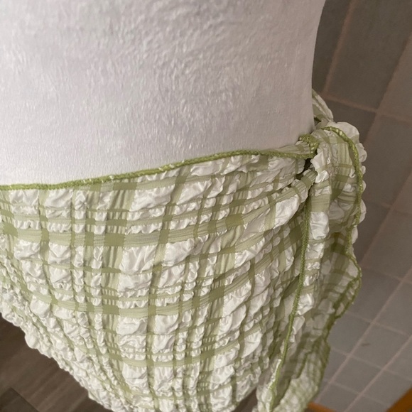 SISTER SWIM Katy Mini Sarong-Tie Green White Checkered Swim Skirt Cover One Size - Picture 3 of 6